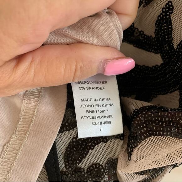 Privy Nude Illusion Black Sequin Bodycon Halter Style Dress Small - Picture 6 of 6